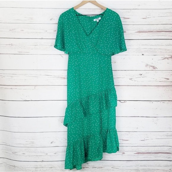 BB Dakota | Green Micro Dot Midi Dress NEW - Picture 1 of 5